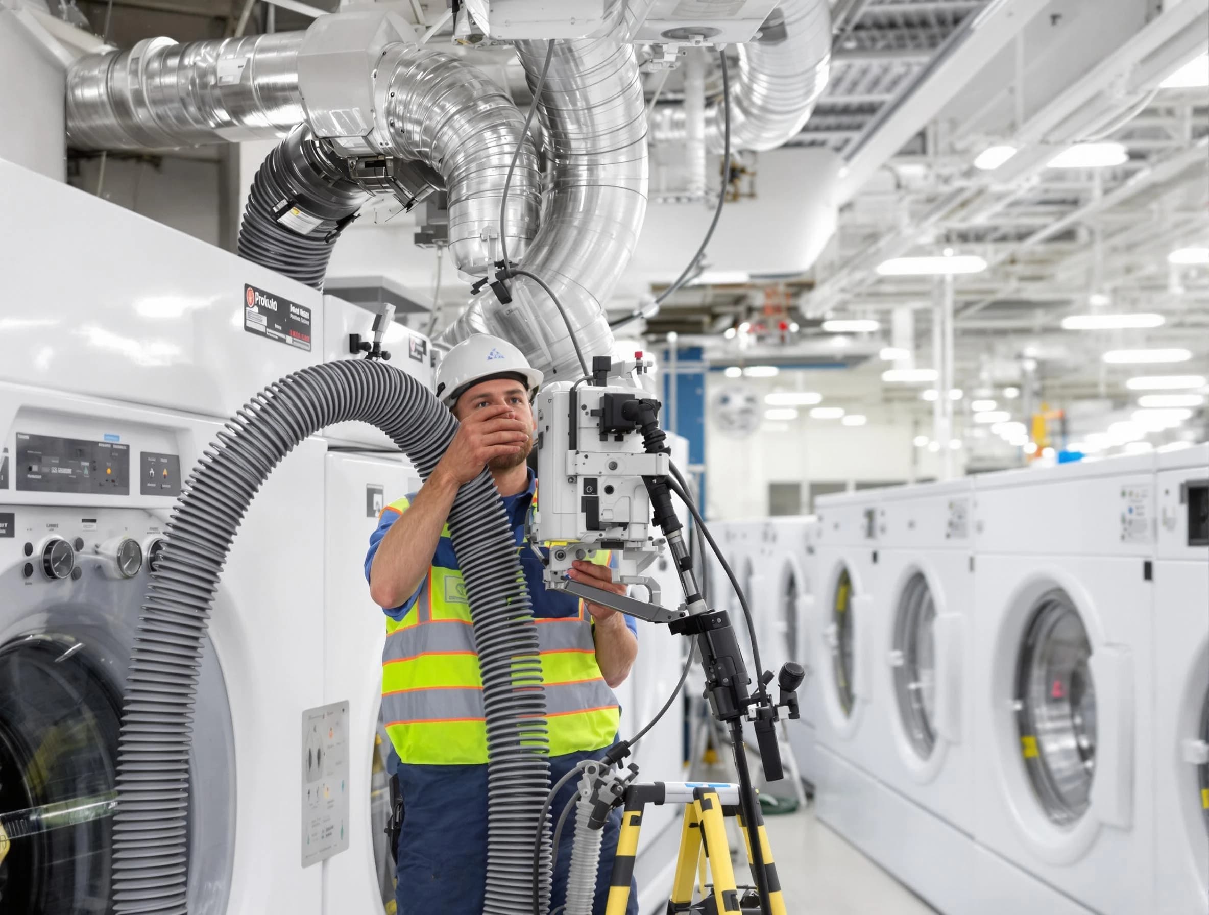 Melrose Dryer Vent Cleaning team performing commercial-grade dryer vent cleaning at a business facility in Melrose