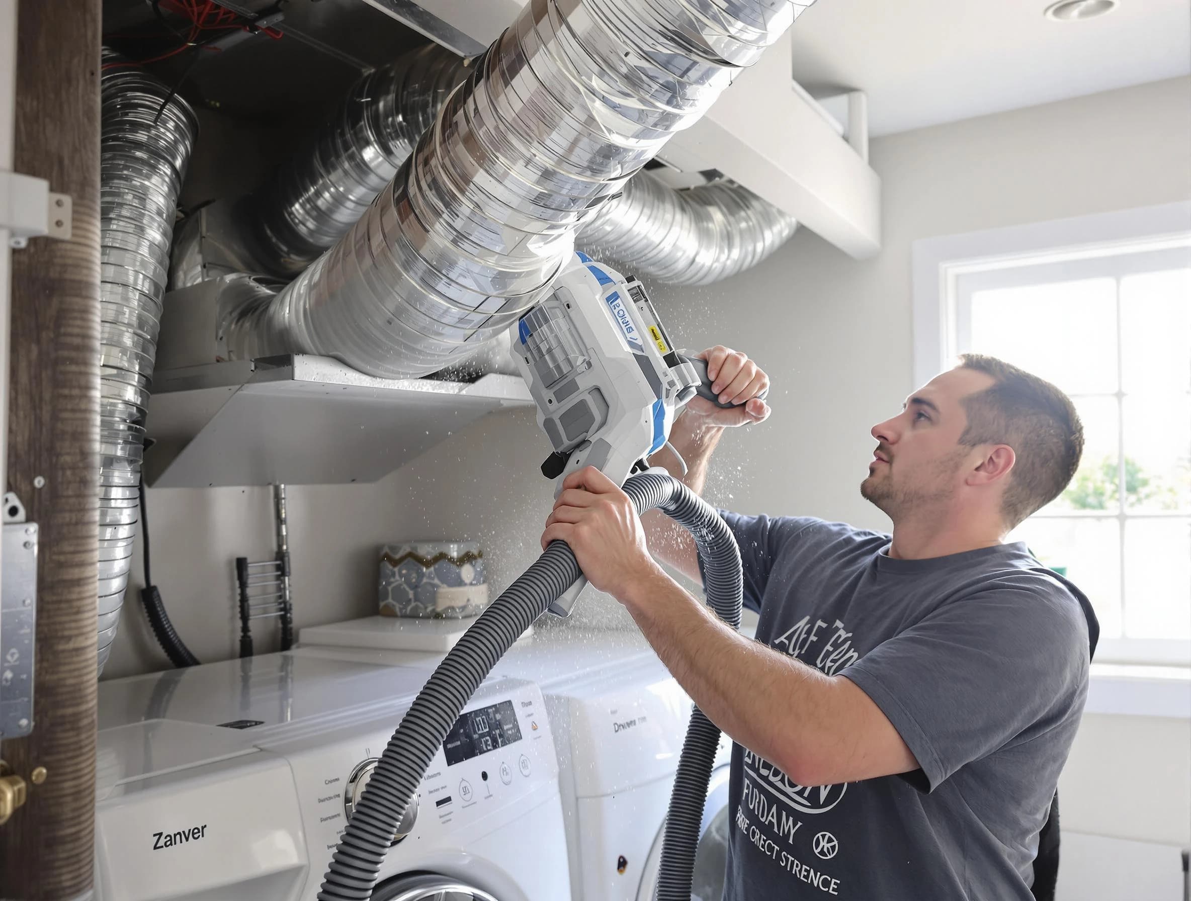 Melrose Dryer Vent Cleaning specialist cleaning deep within a dryer vent duct system in Melrose