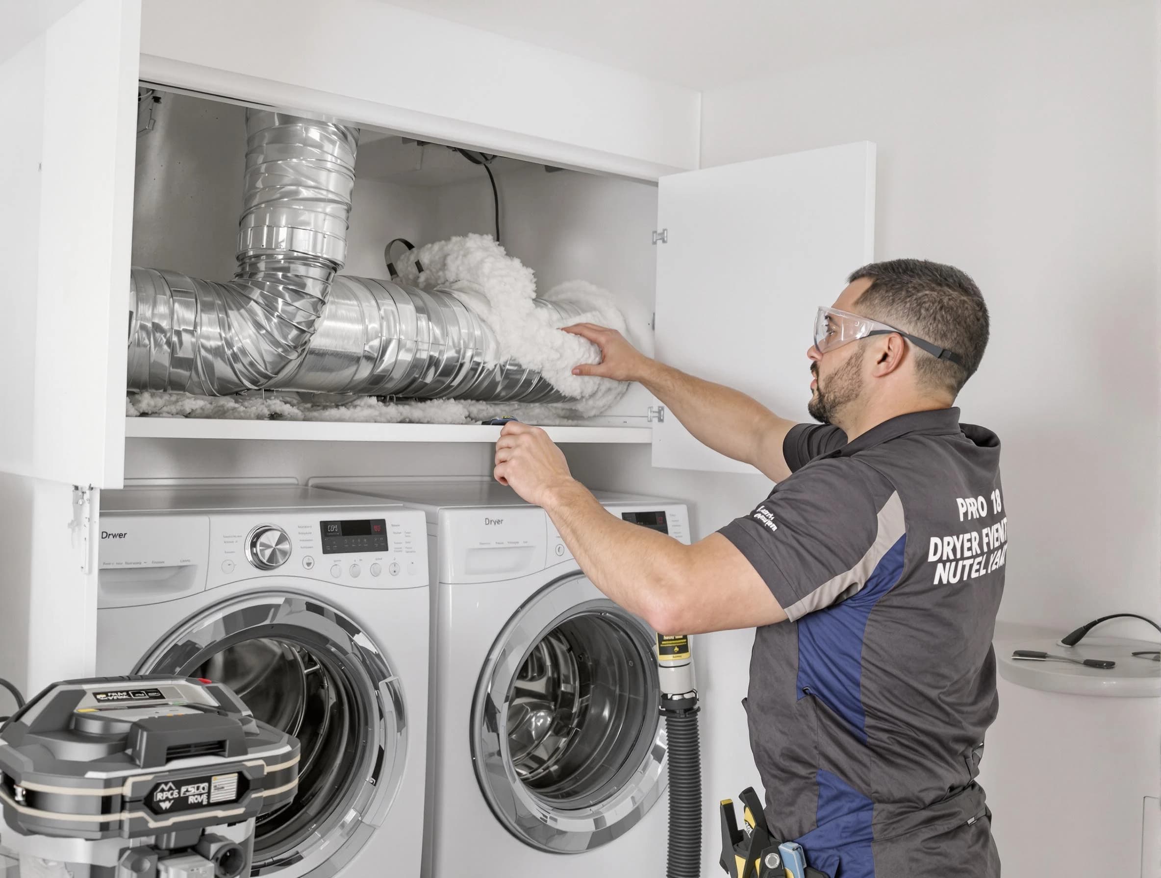 Melrose Dryer Vent Cleaning certified technician performing specialized gas dryer vent cleaning in Melrose