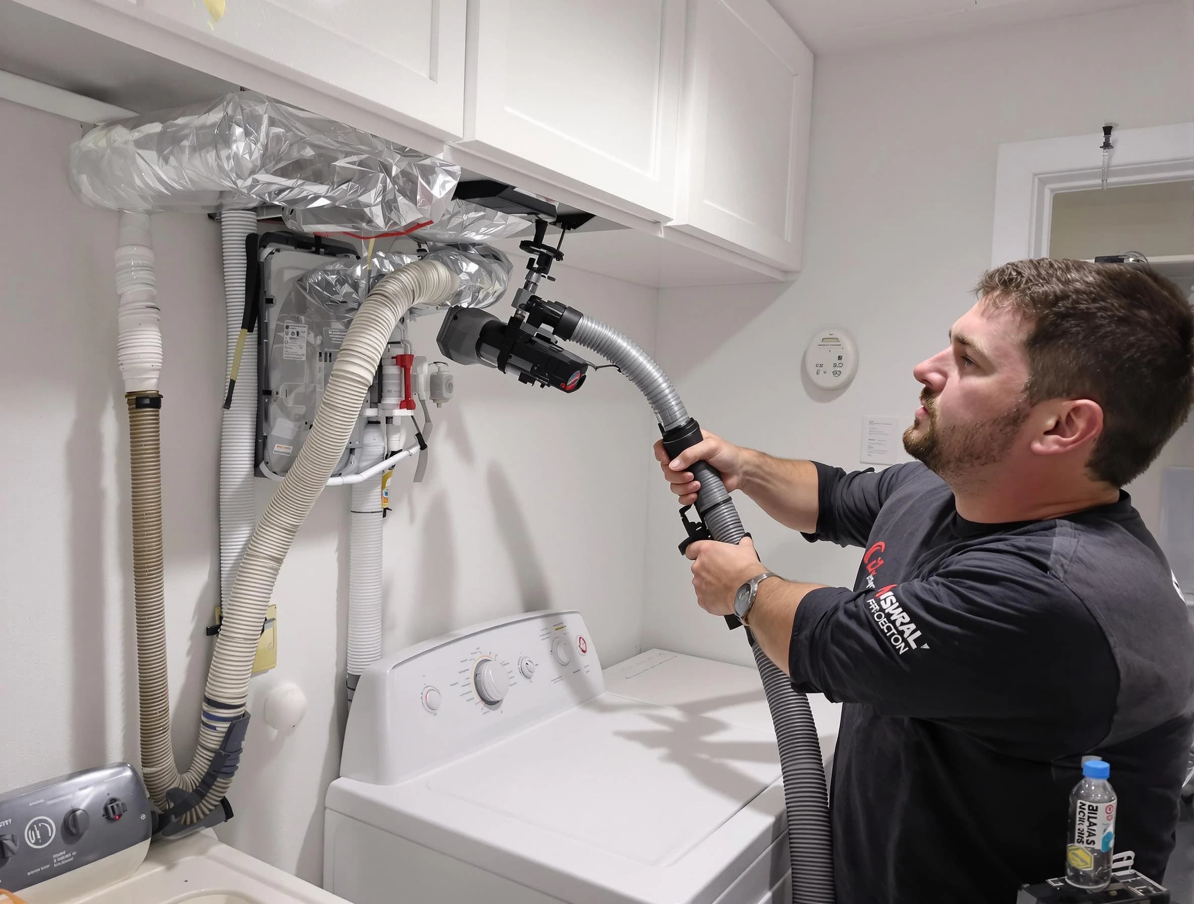 Melrose Dryer Vent Cleaning certified technician performing safety-focused gas dryer vent cleaning in Melrose