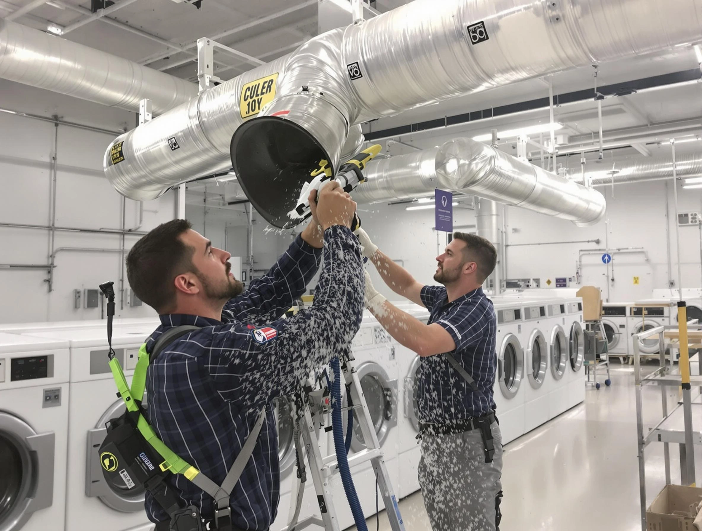Melrose Dryer Vent Cleaning team performing large-scale commercial dryer vent cleaning in Melrose