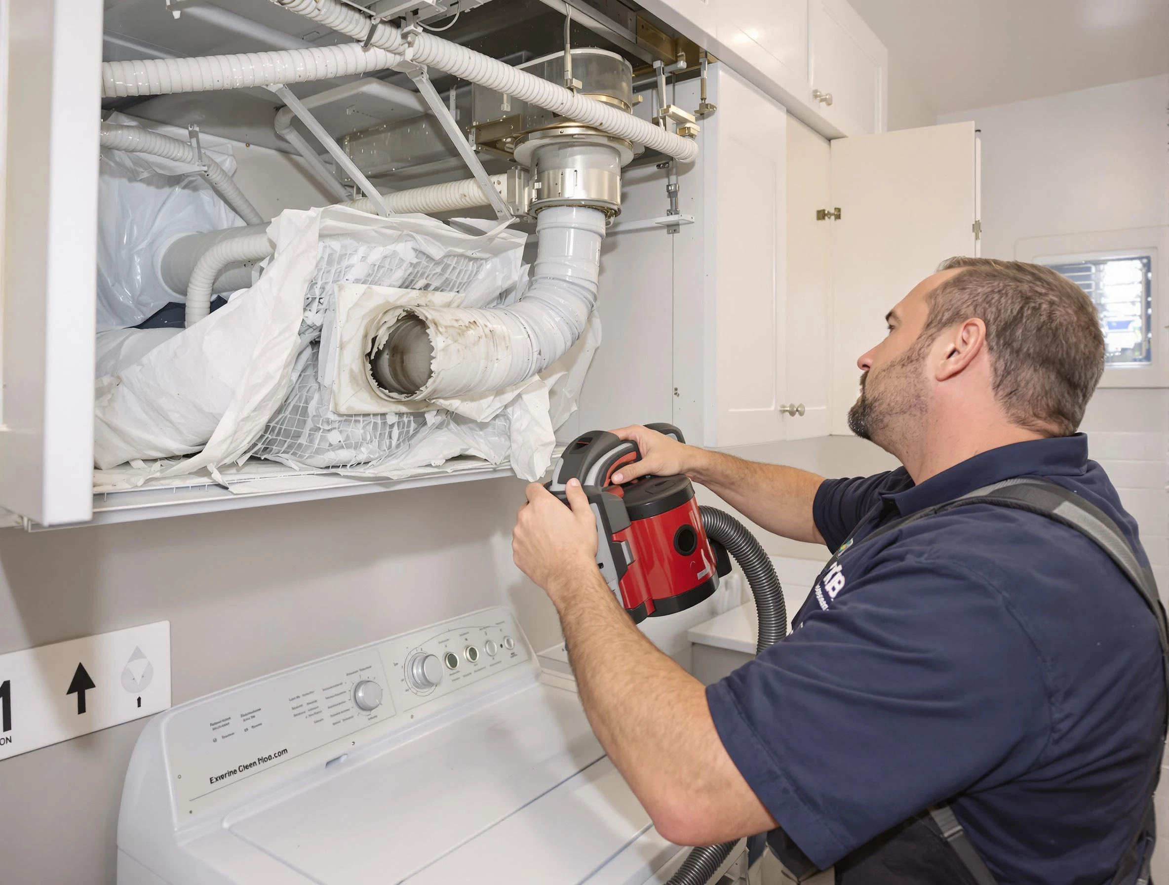 Melrose Dryer Vent Cleaning technician performing professional exhaust vent cleaning at a residential property in Melrose